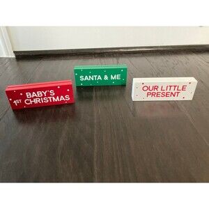 Pearhead Holiday Photo Holder Blocks – Baby's 1st, Santa, Present (Set of 3)